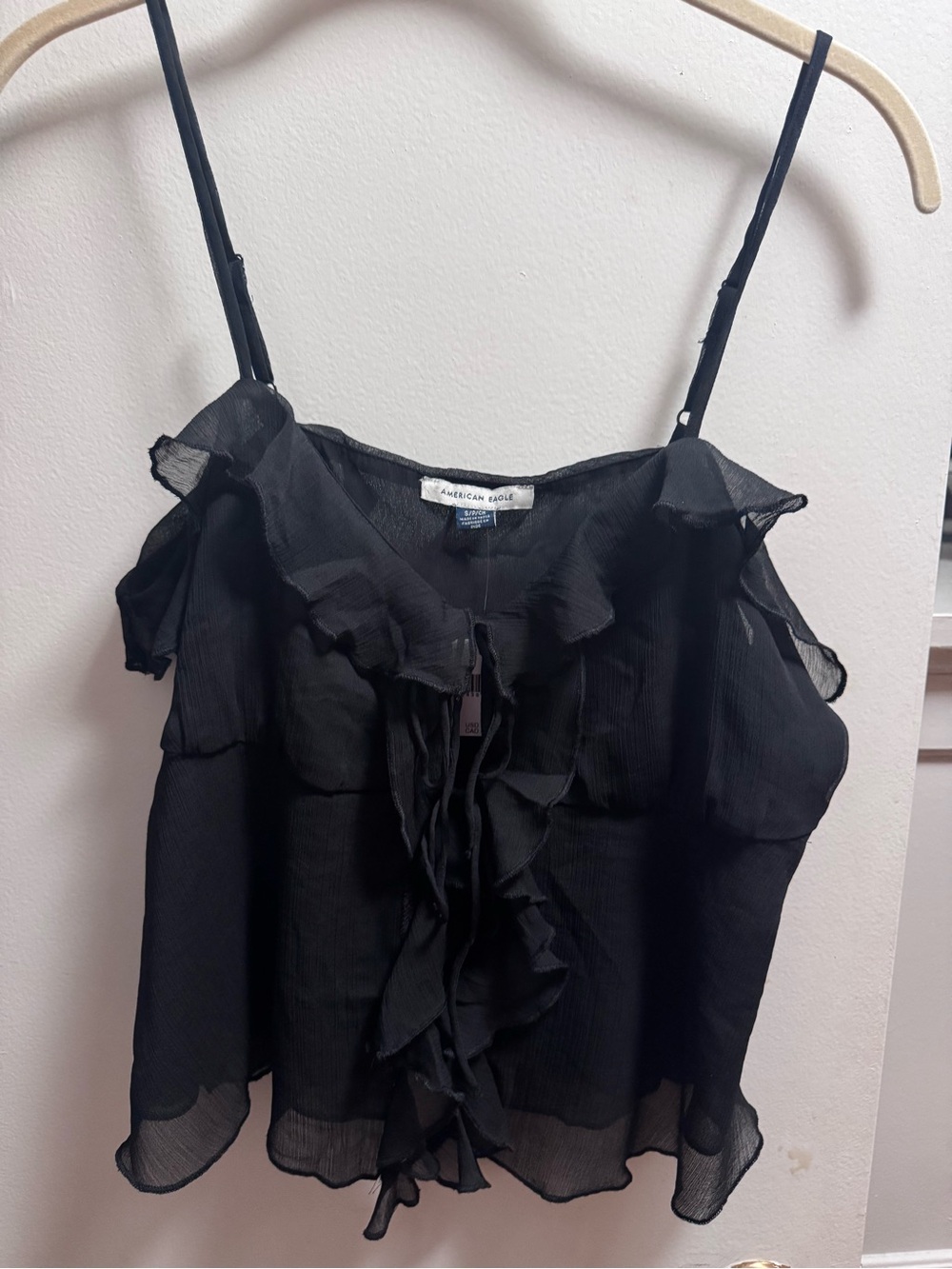 Bundle 4 $10 items for $30 American Eagle Black Ruffle Chiffon Camisole